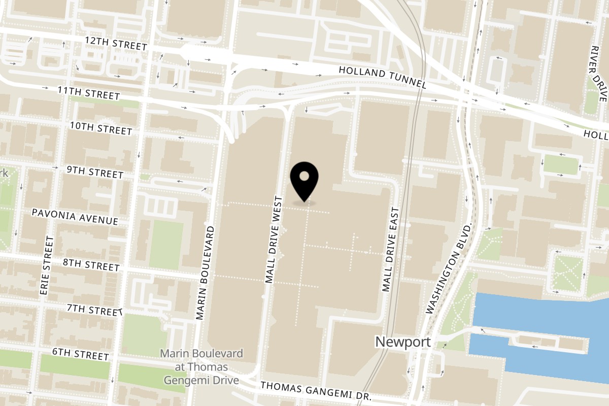 Map showing the location of Indian Wraps Kathi Rolls on 30 Mall Dr W in Jersey City